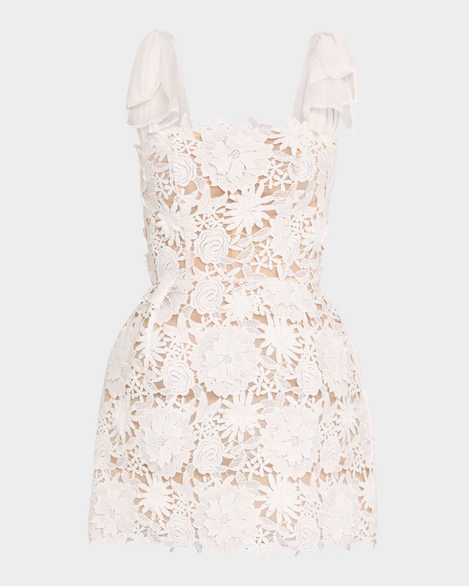 Maia Square-Neck Floral Lace Mini Dress